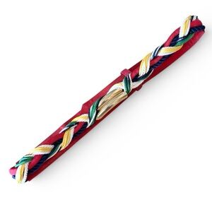 Vtg Women Belt 25”-32” Ginnie Johansen Red Adjustable Nautical Twist Braid Texas